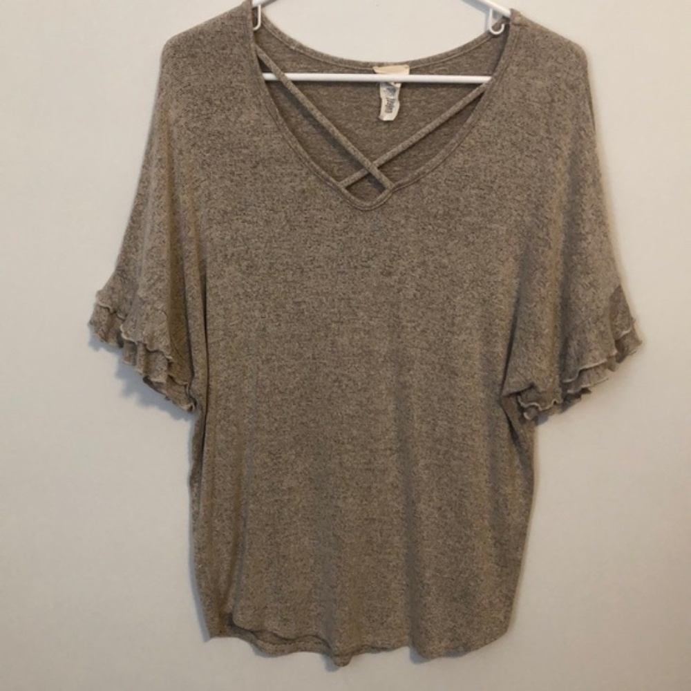 Caution to the Wind Ruffle Sleeve Blouse Size Medium